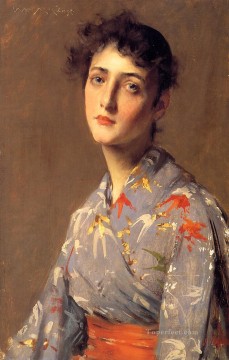 日本の着物を着た少女 ウィリアム・メリット・チェイス Oil Paintings